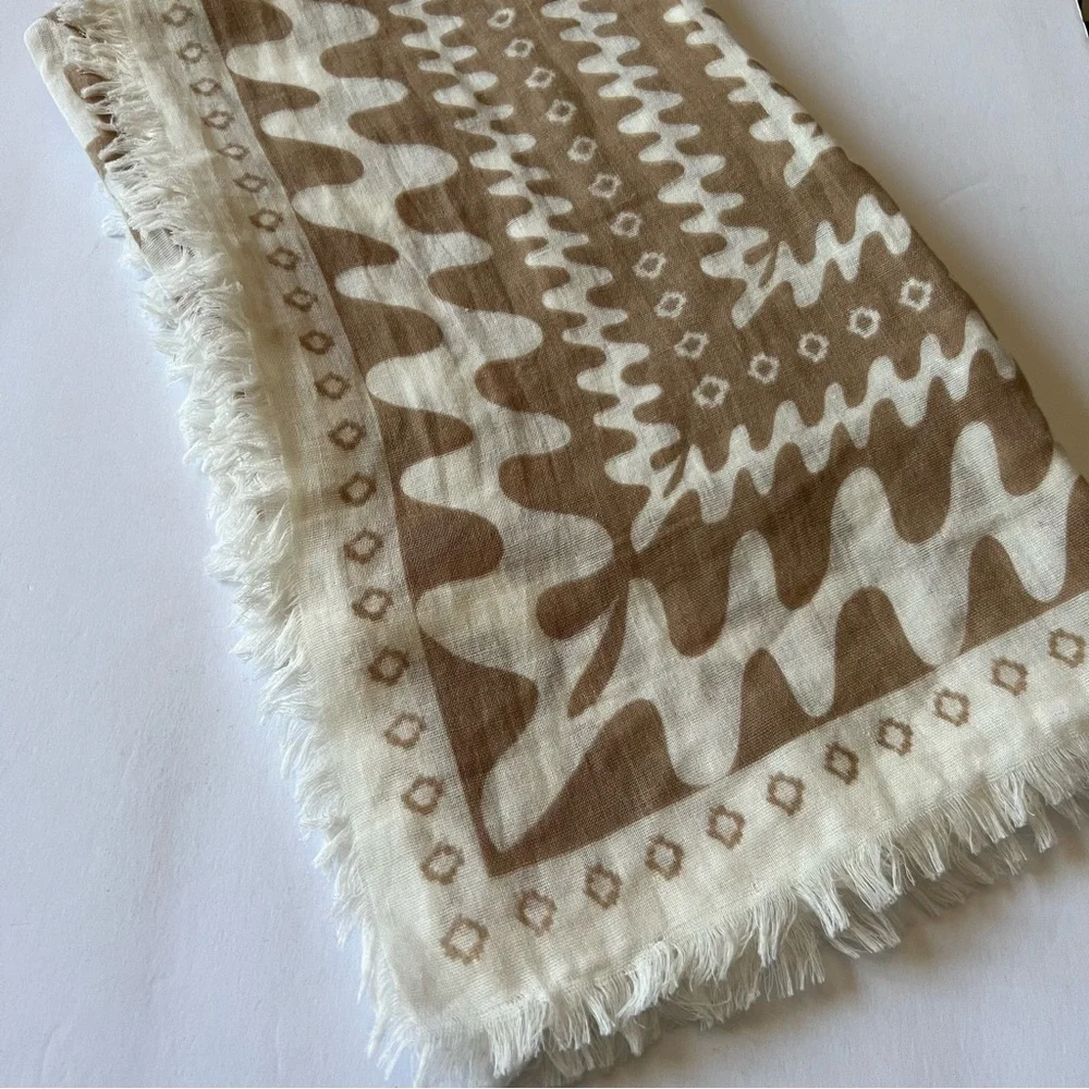 RAG AND BONE ASTRA SWIGGLY COTTON SCARF VANILLA LARGE NWOT